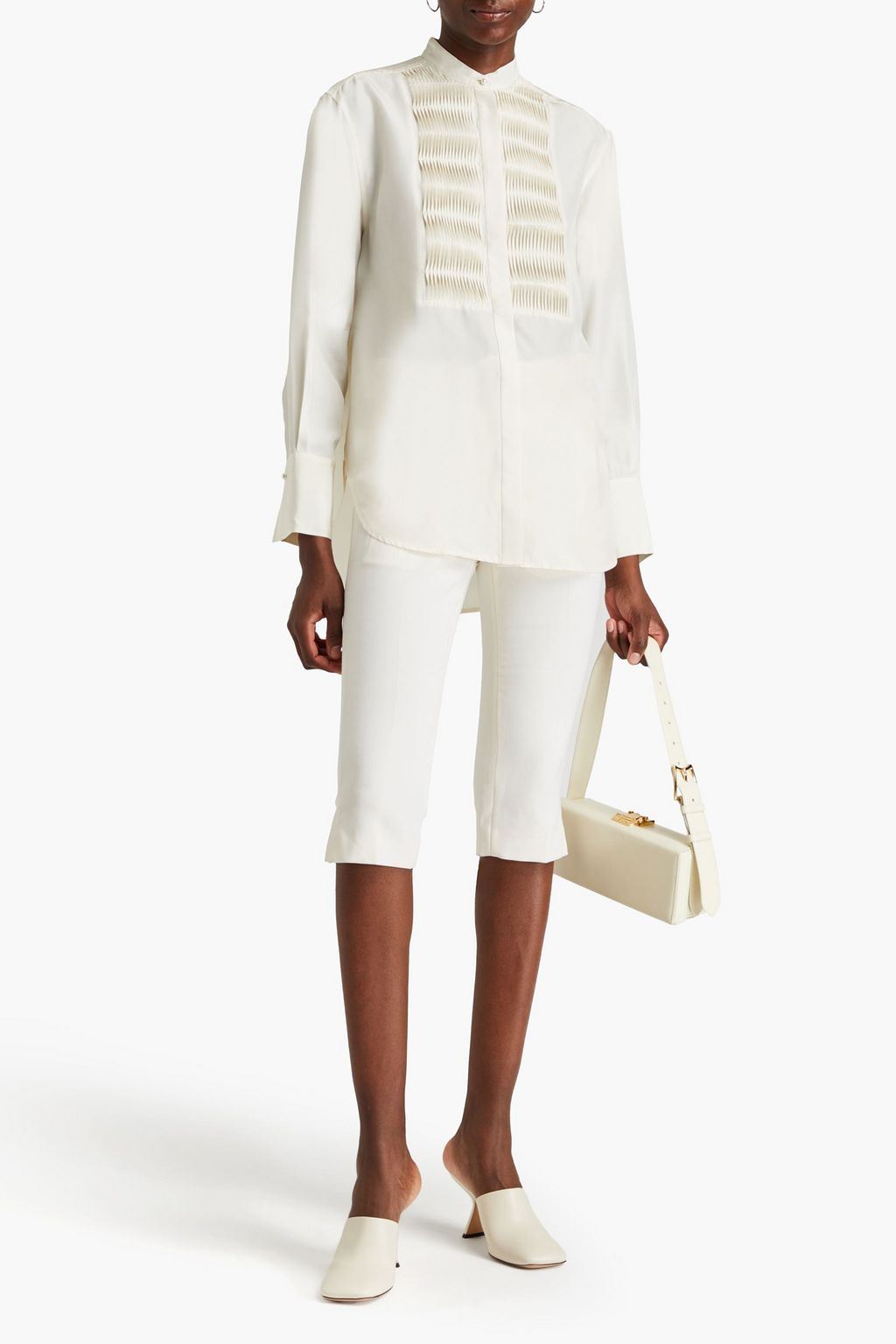 TOTEME Pintucked silk-satin shirt