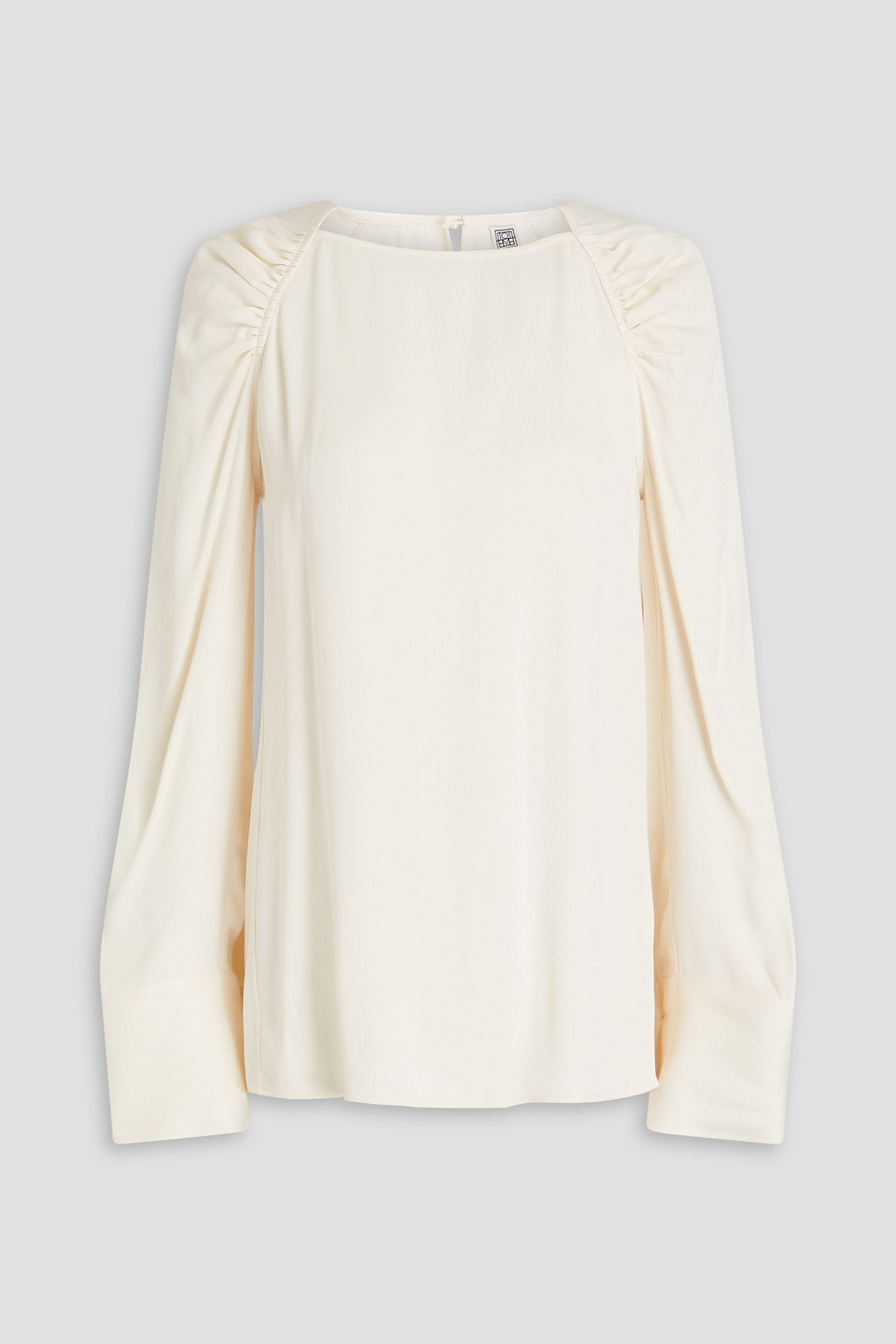 Totême Ruched Satin-crepe Top In Ivory