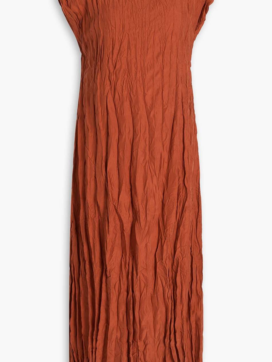 crinkled plissé washed-silk midi dress