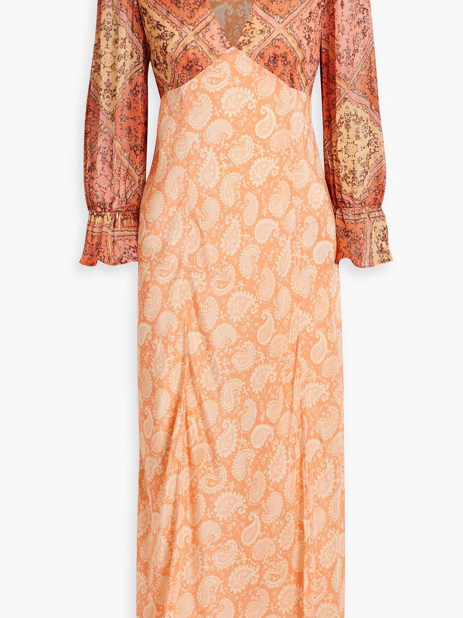 aoife paisley-print fil coupé chiffon and satin-crepe midi dress