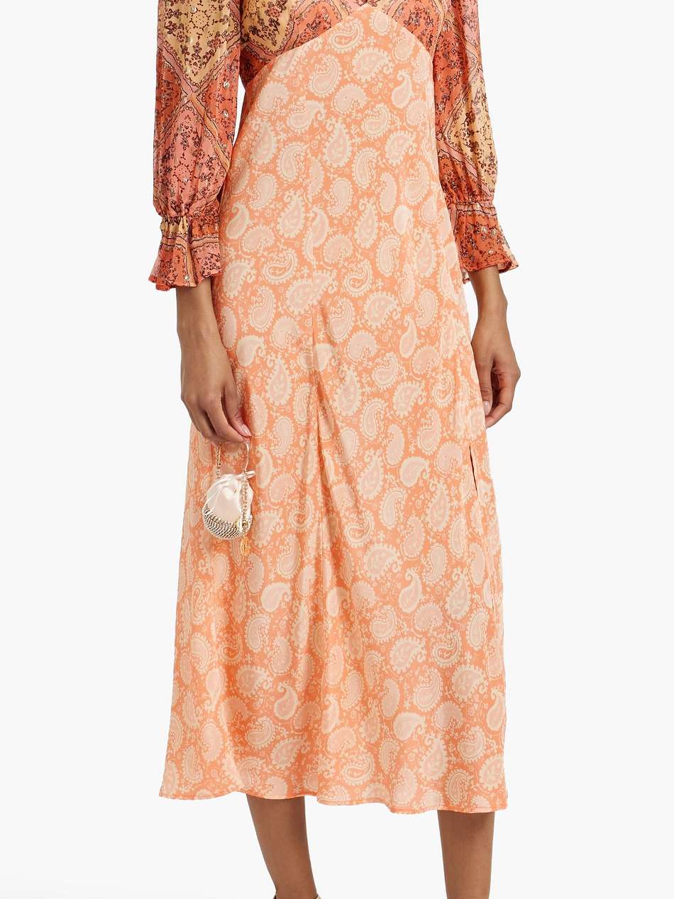 aoife paisley-print fil coupé chiffon and satin-crepe midi dress