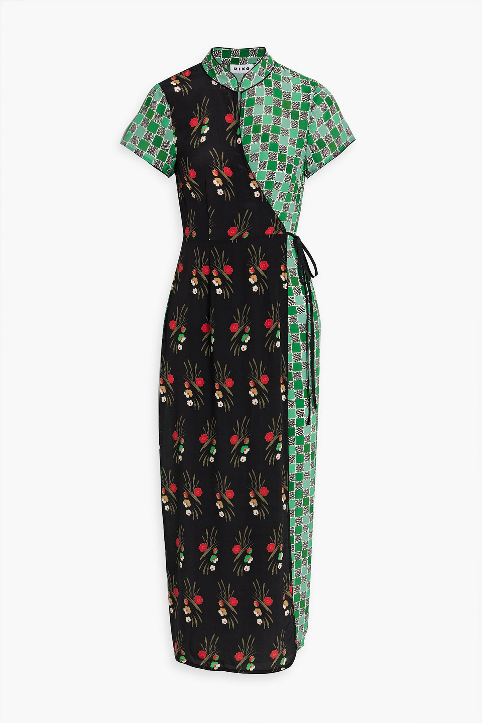 Rixo London Carole Printed Silk-chiffon Midi Wrap Dress In Green