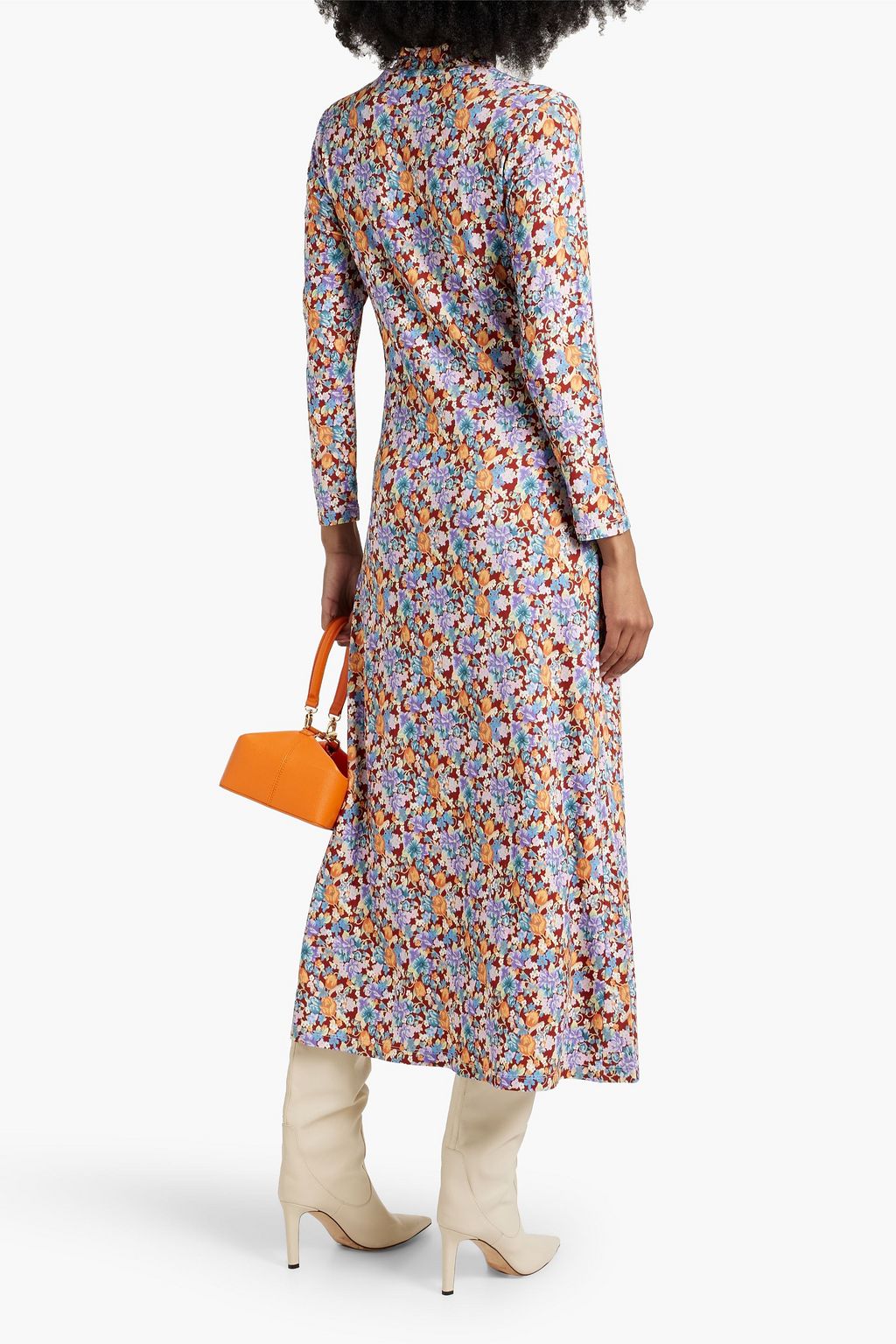 RIXO Elise floral-print jersey turtleneck midi dress