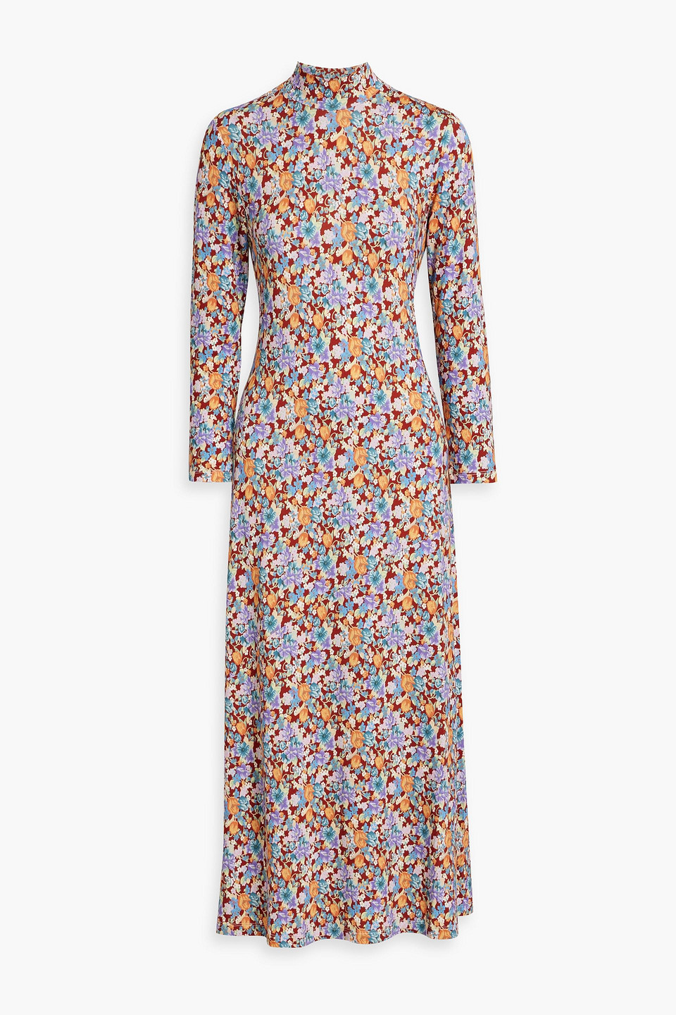 Elise floral-print jersey turtleneck midi dress