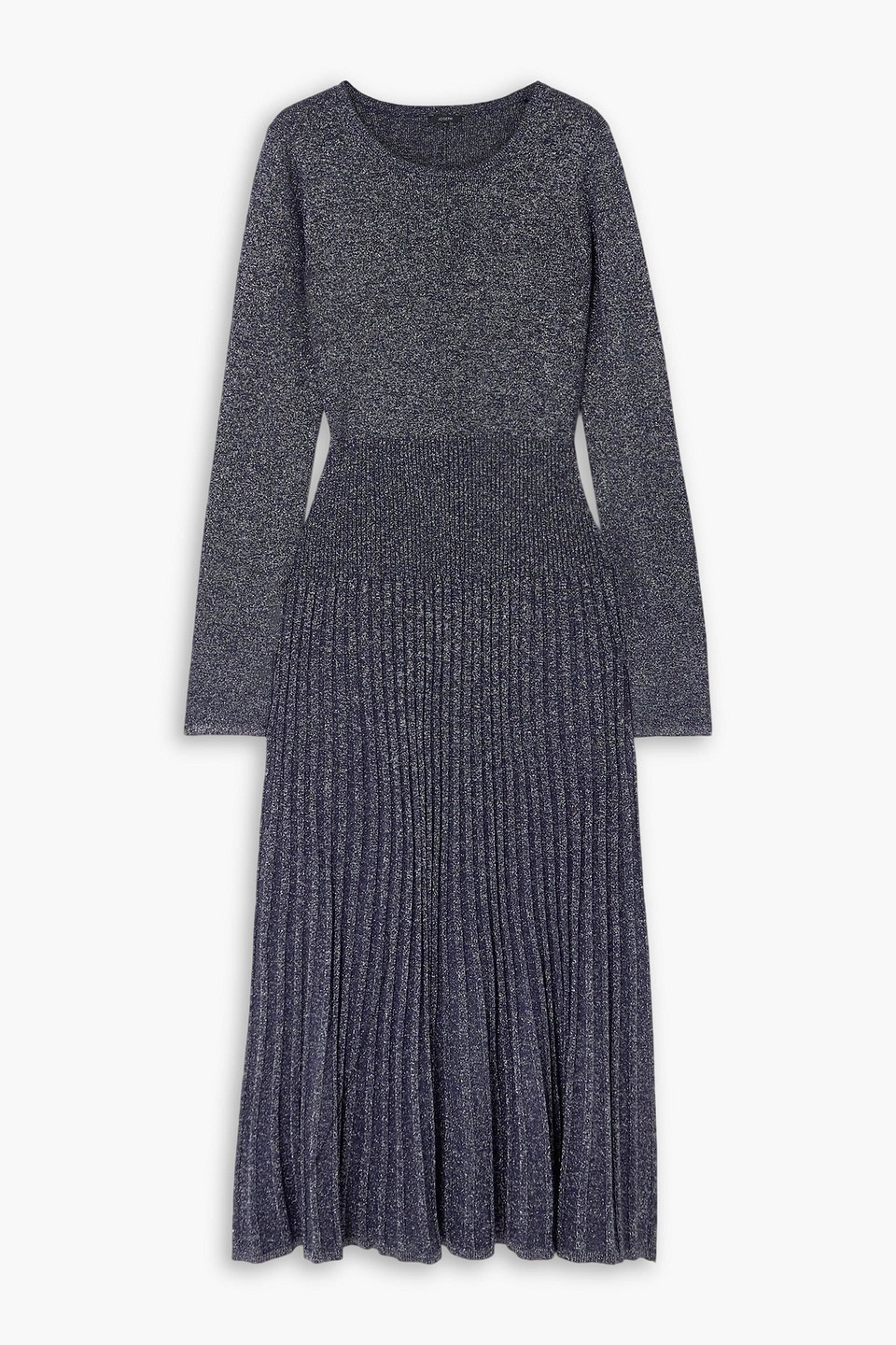 joseph - ribbed lurex midi dress - blue - s