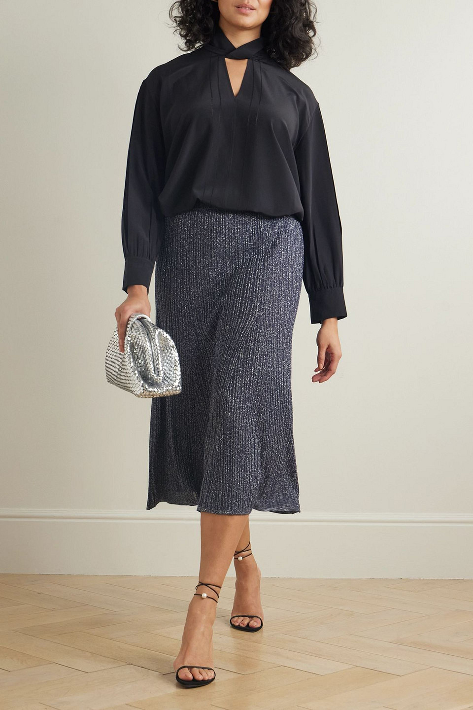  Joseph - Midirock Aus Lurex® Mit Falten - Blau - Xs 