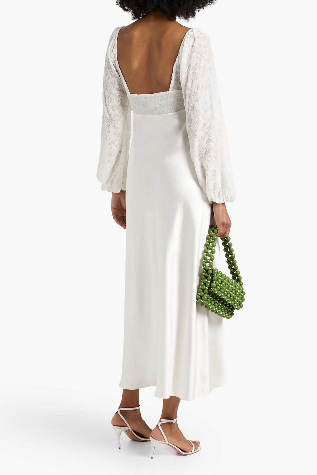 RIXO Gio velvet-paneled silk-satin midi dress