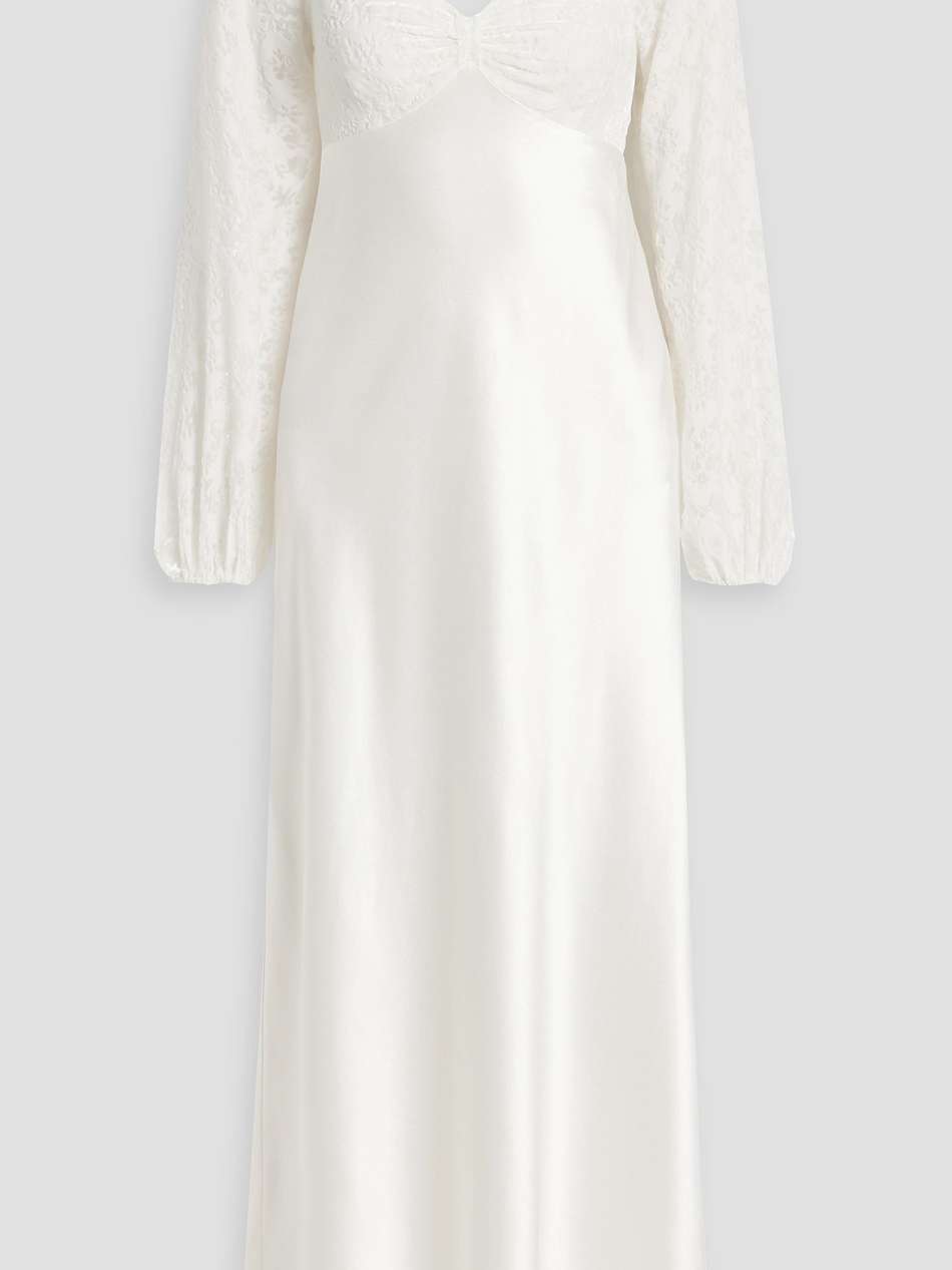gio velvet-paneled silk-satin midi dress