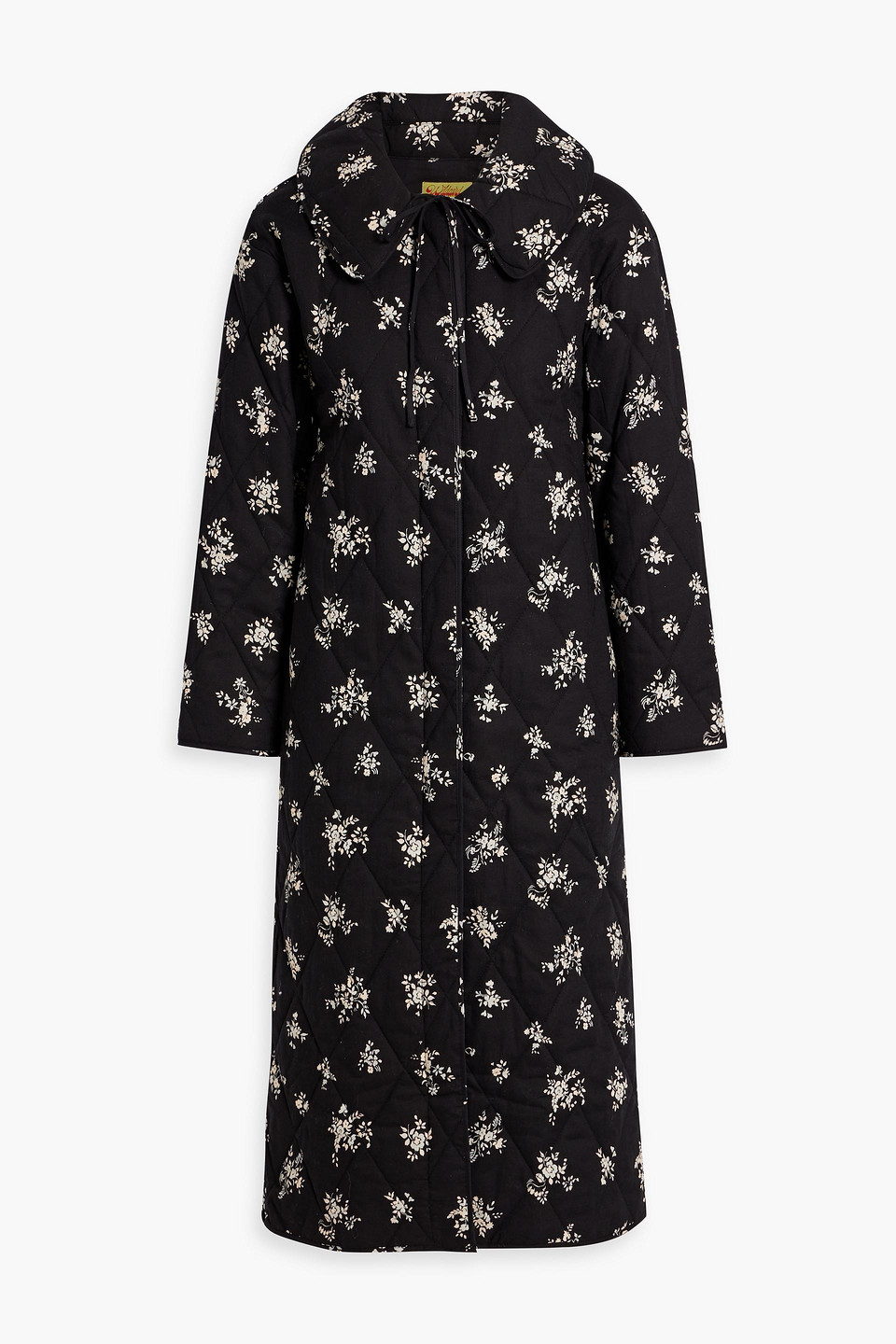 Rixo London Cleo Quilted Floral-print Cotton Coat In Black