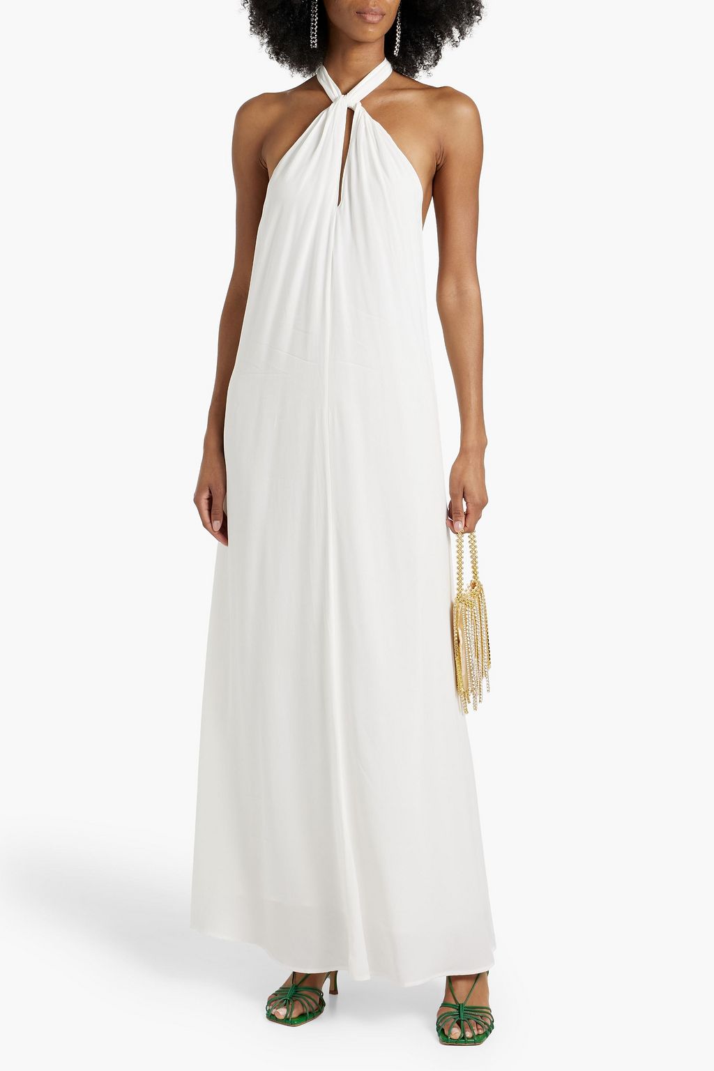 RIXO Jordyn open-back satin-crepe halterneck maxi dress