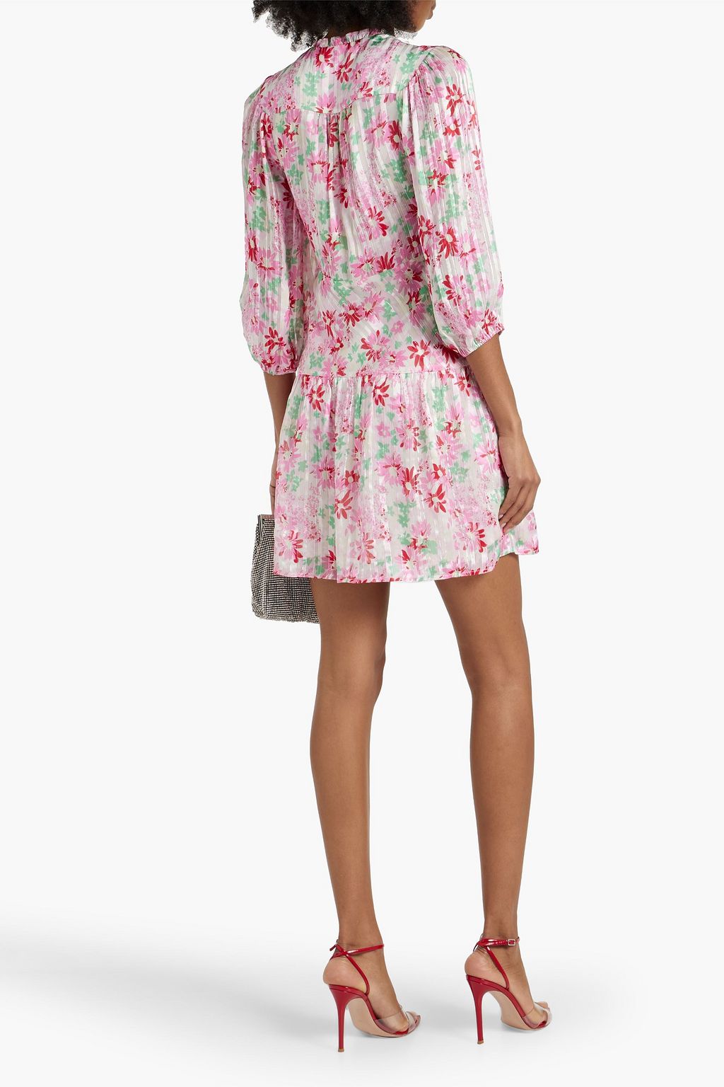 RIXO Devi metallic floral-print silk-blend jacquard mini dress