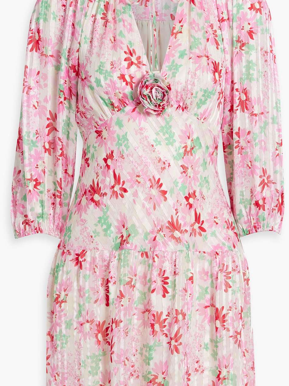 devi metallic floral-print silk-blend jacquard mini dress