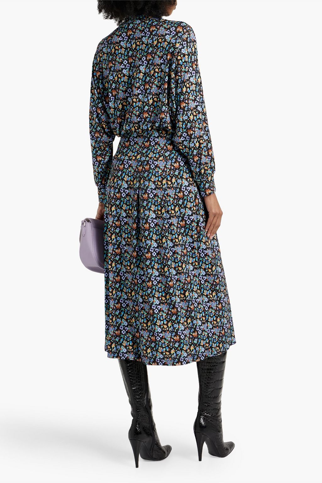 RIXO Marina floral-print jersey turtleneck midi dress