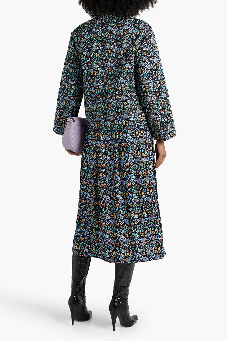 Rixo London Rhae Quilted Floral-print Cotton Jacket In Black