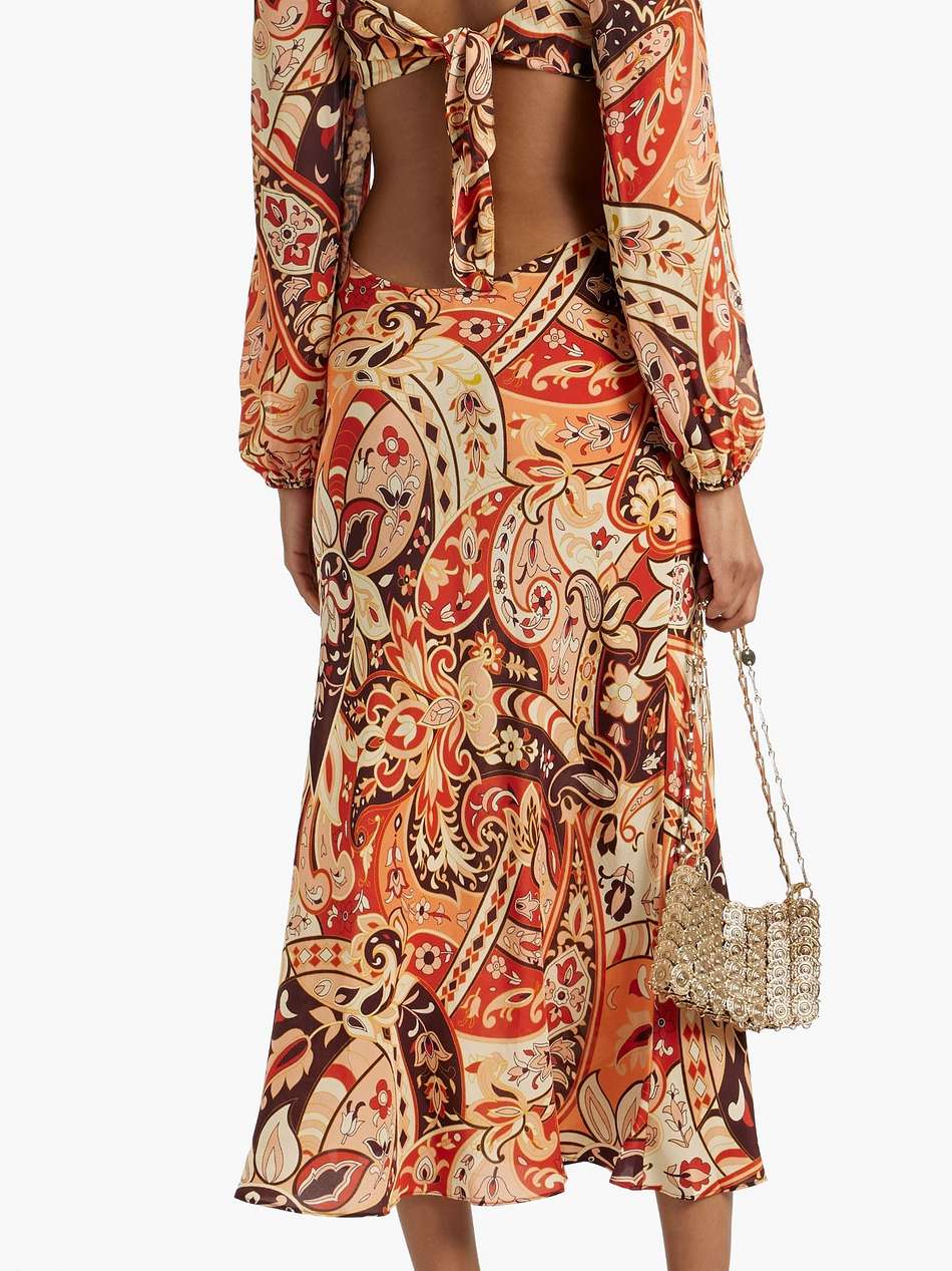 kamilla cutout printed chiffon midi dress