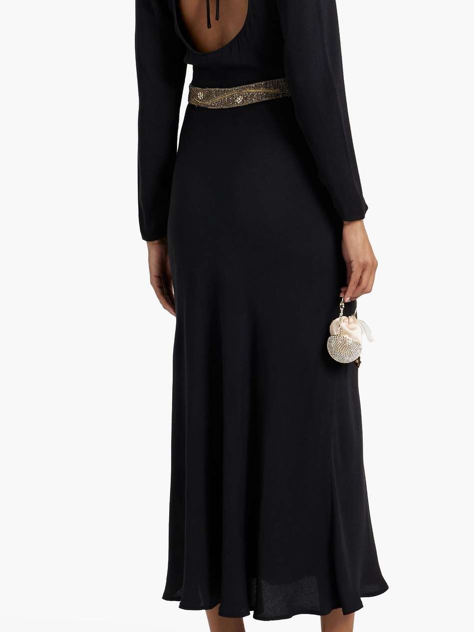 elena cutout embellished crepe midi dress