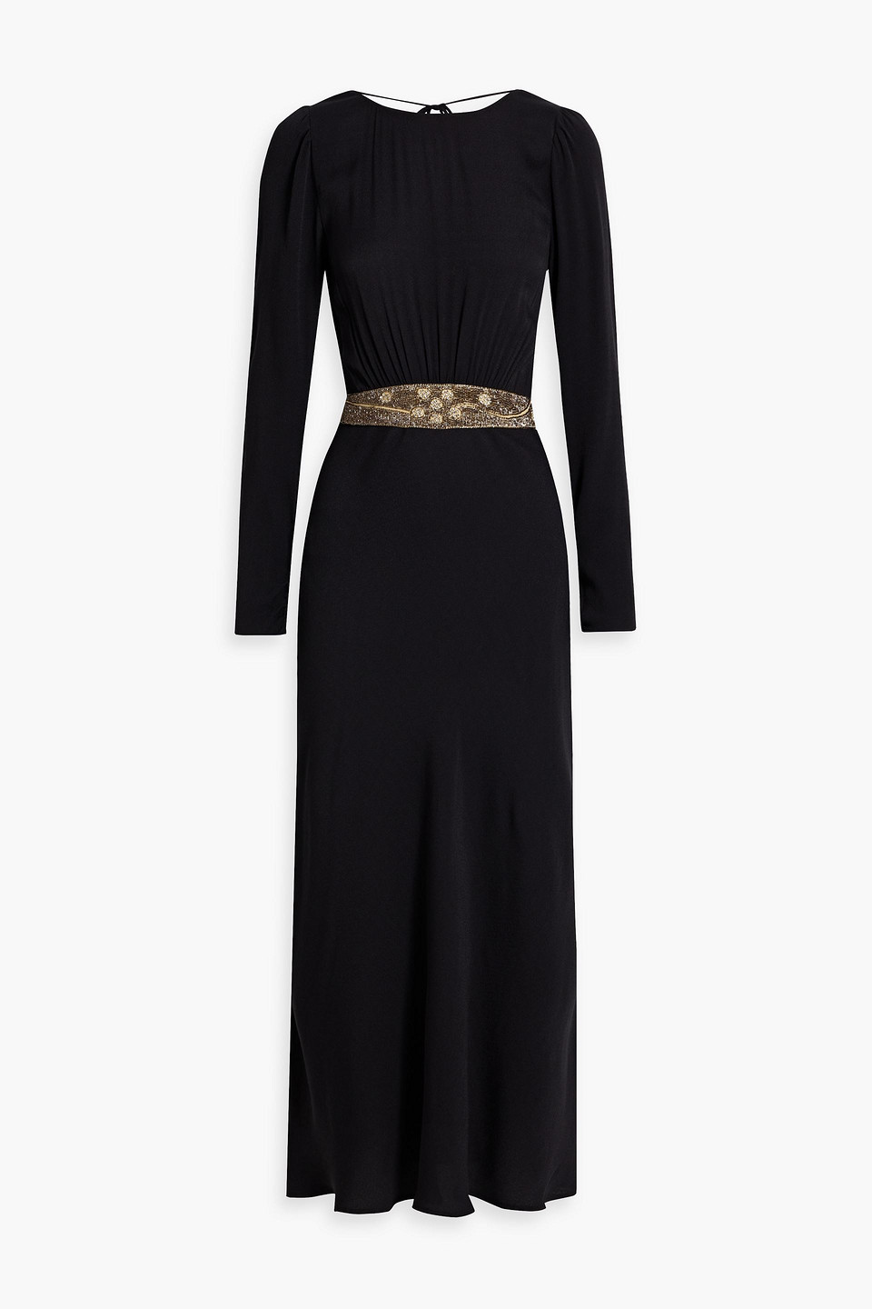 Shop Rixo London Elena Cutout Embellished Crepe Midi Dress In Black