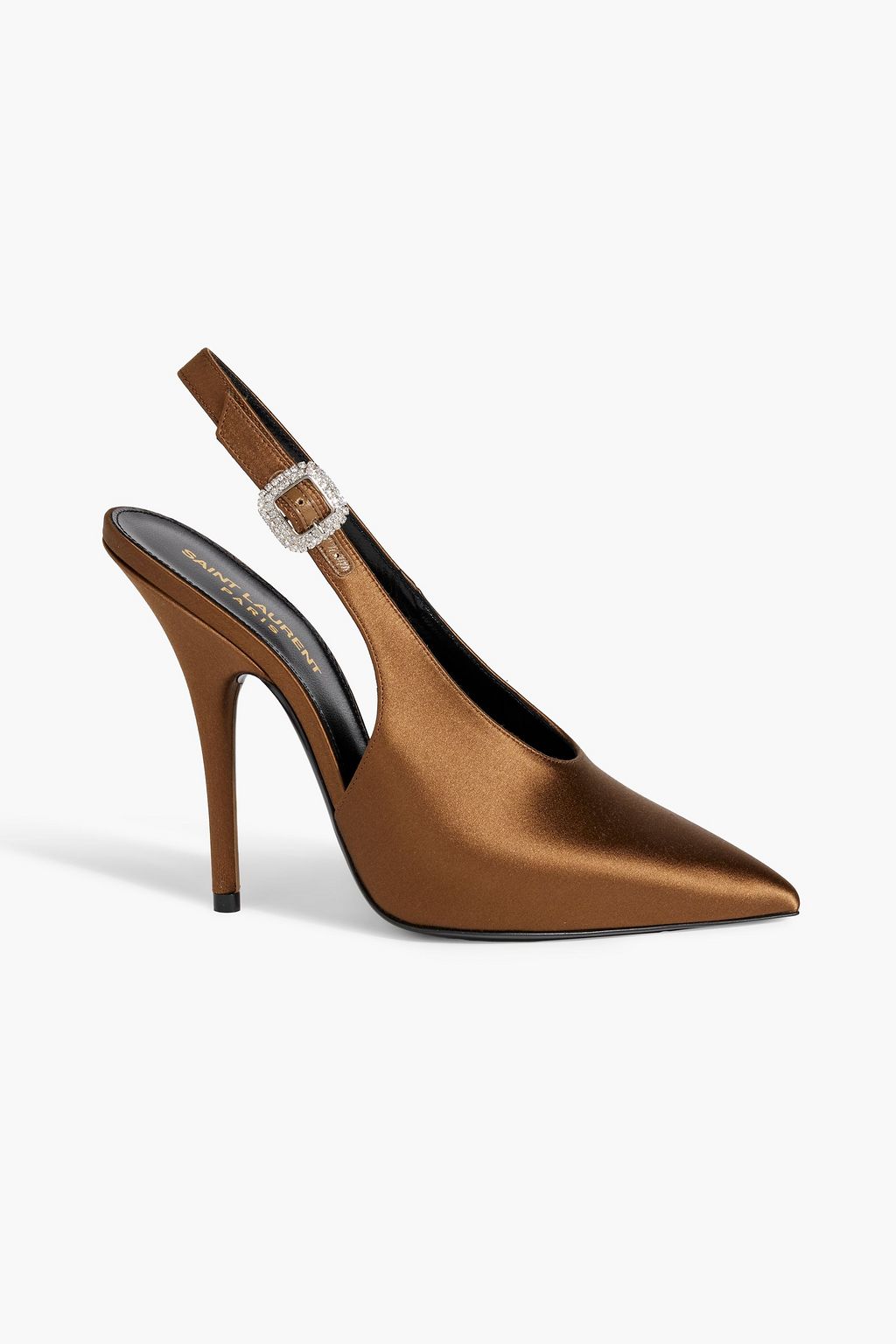 Yasmeen crystal embellished satin slingback pumps bronze EU 37