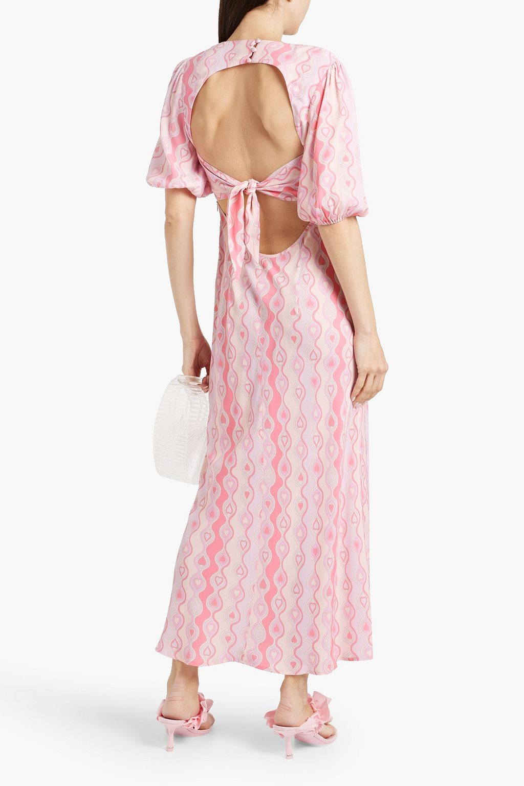 RIXO Steph gathered printed crepe midi dress