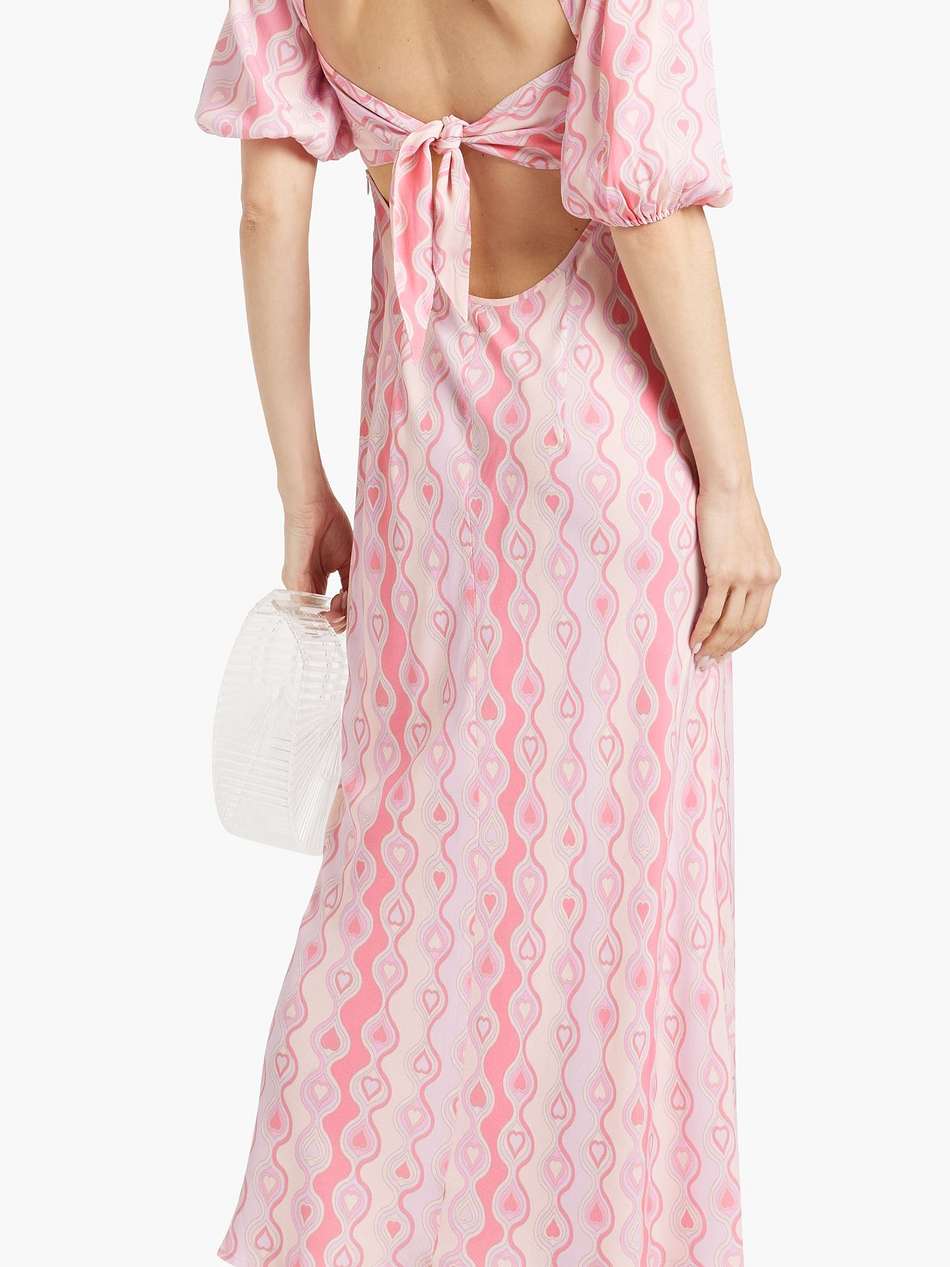 steph gathered printed crepe midi dress