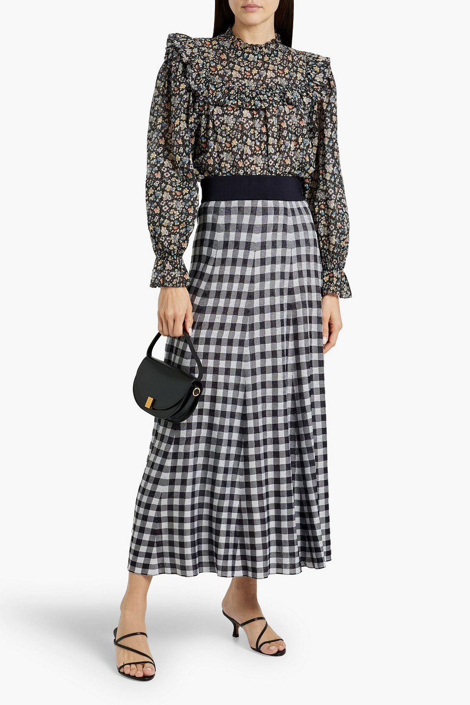 Rixo London Lucinda Floral-print Cotton-voile Blouse In Black