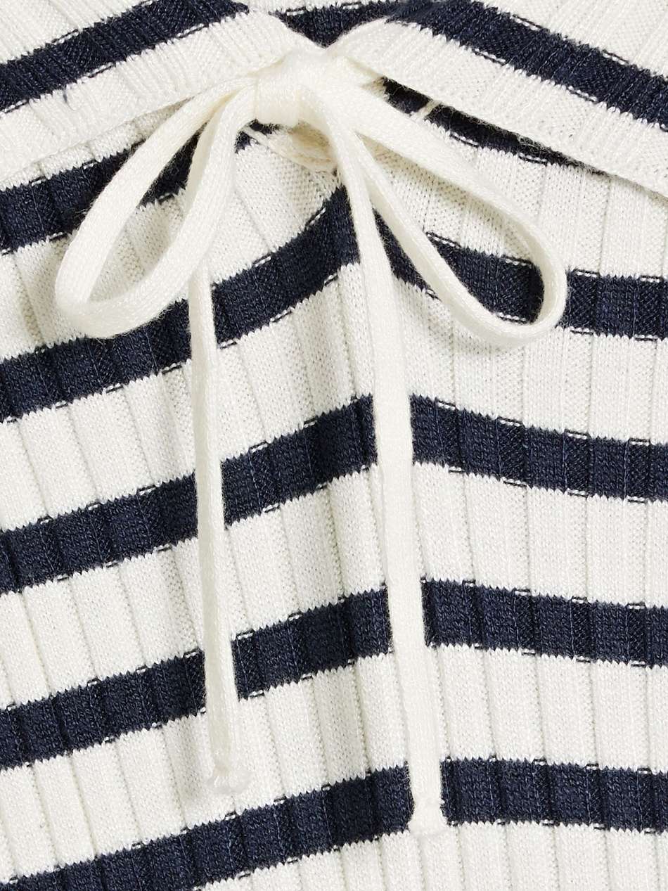antibes striped ribbed-knit midi dress