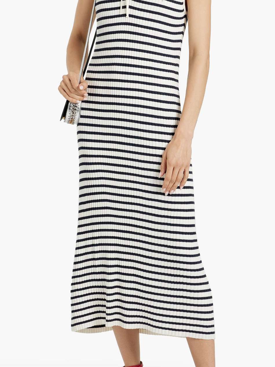 antibes striped ribbed-knit midi dress