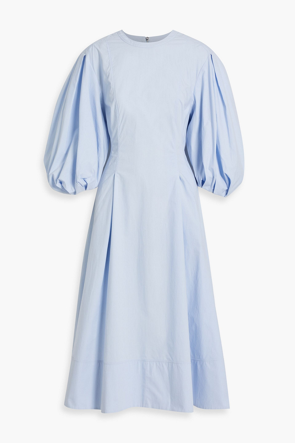 Another Tomorrow Cotton-poplin Midi Dress In Light Blue