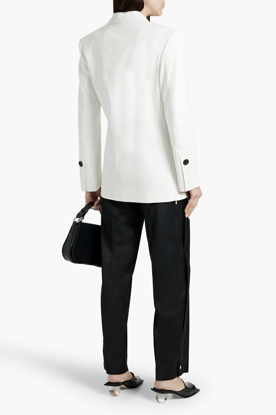 Another Tomorrow Oversize Blazer Jacket With Side Zipper Vents In Off-white