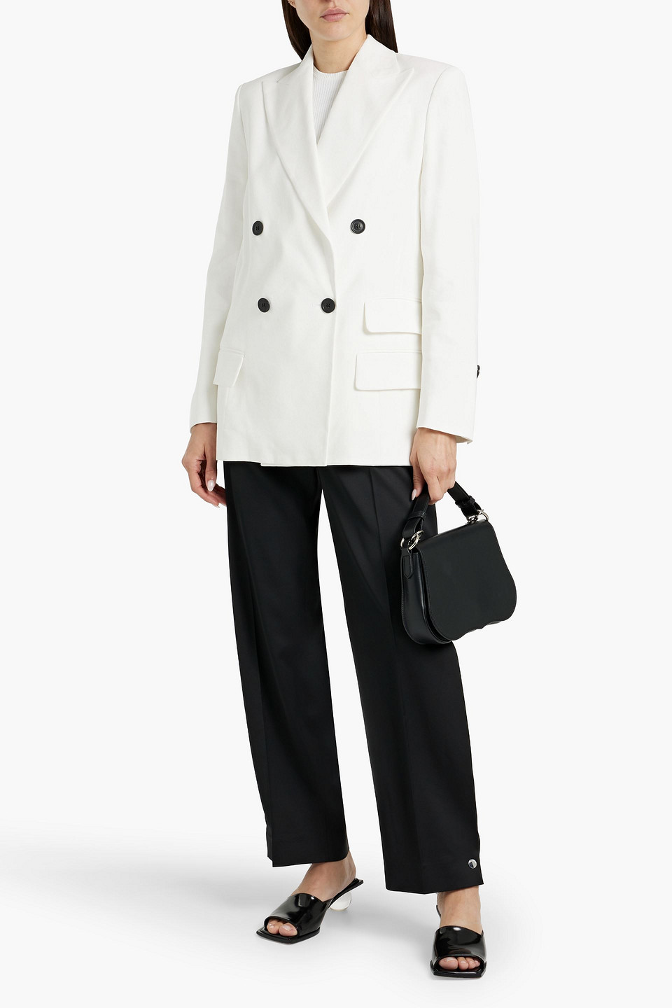 Another Tomorrow Oversize Blazer Jacket With Side Zipper Vents In Off-white