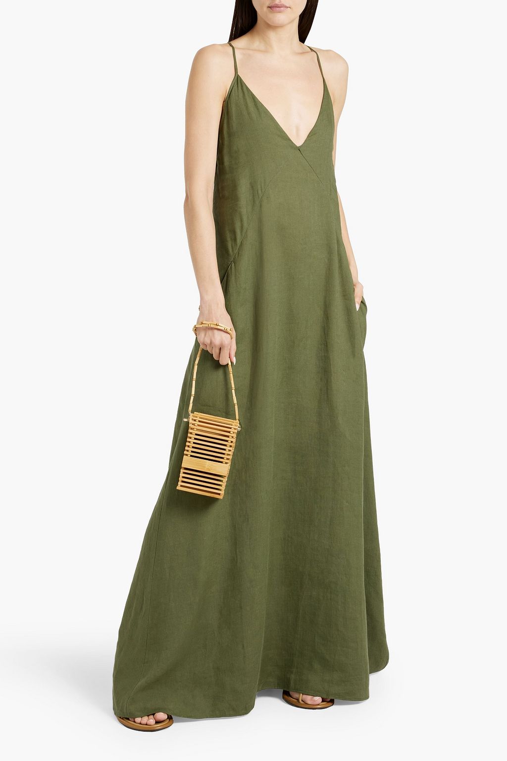 ANOTHER TOMORROW Maxikleid aus Leinen