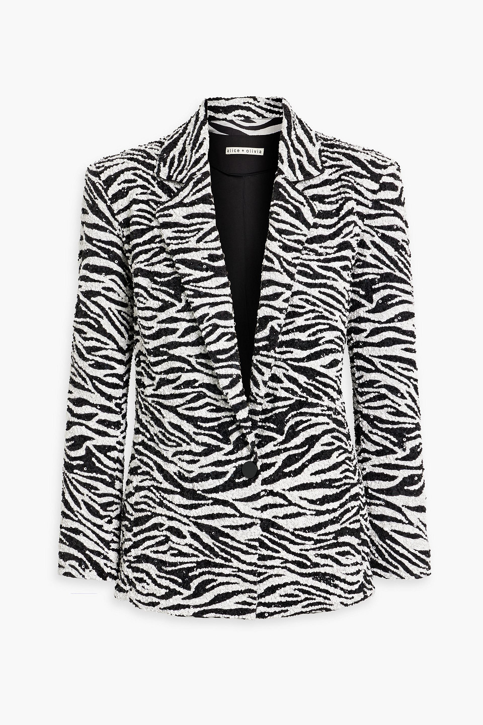 Alice And Olivia Shan Zebra-print Sequined Satin Blazer In Animal Print