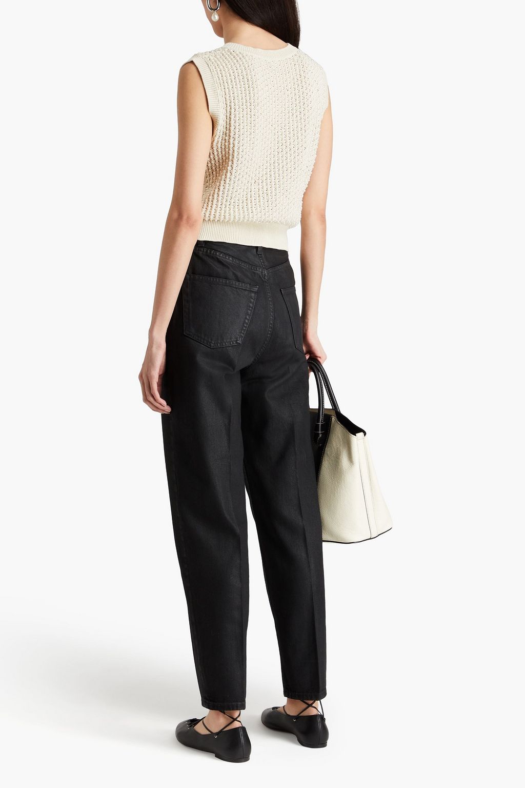 TOTEME Coated high-rise tapered jeans