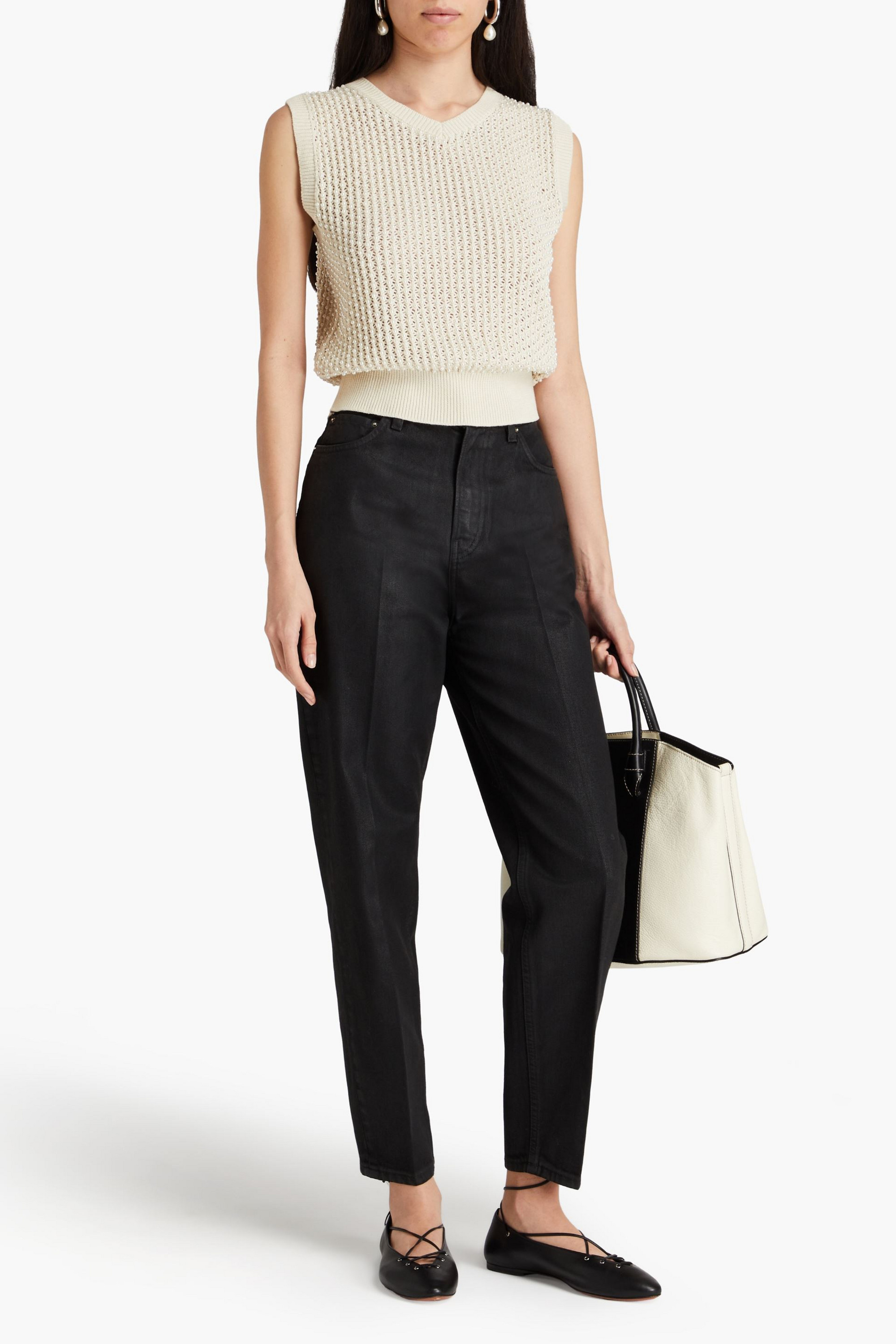 TOTEME Coated high-rise tapered jeans