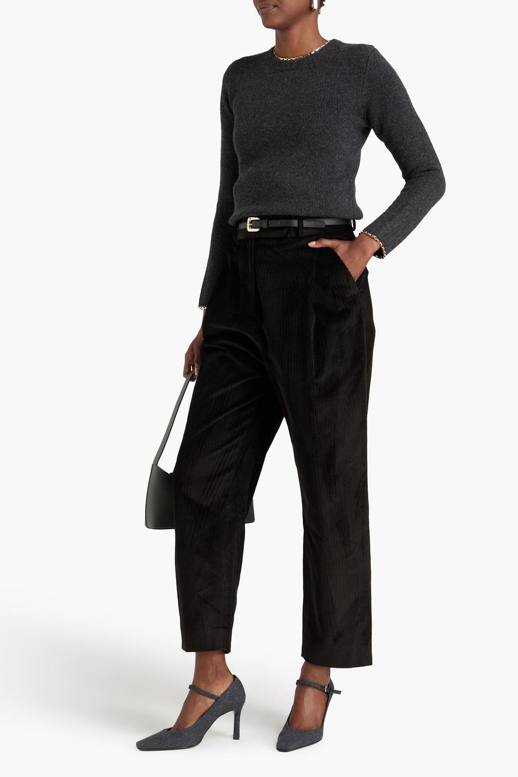 TOTEME 코튼 혼방 코듀로이 플리츠 테이퍼드 팬츠