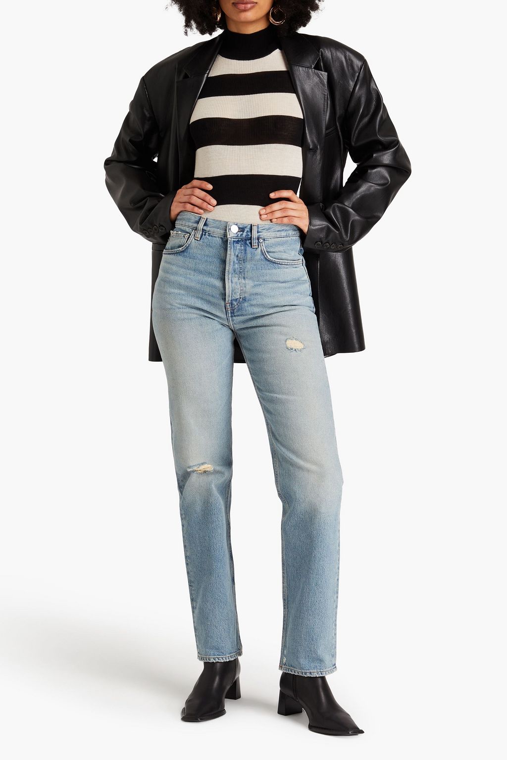 TOTEME Hoch sitzende Boyfriend-Jeans in Distressed-Optik