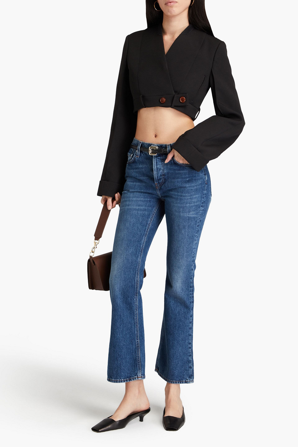 Shop Totême High-rise Kick-flare Jeans In Mid Denim