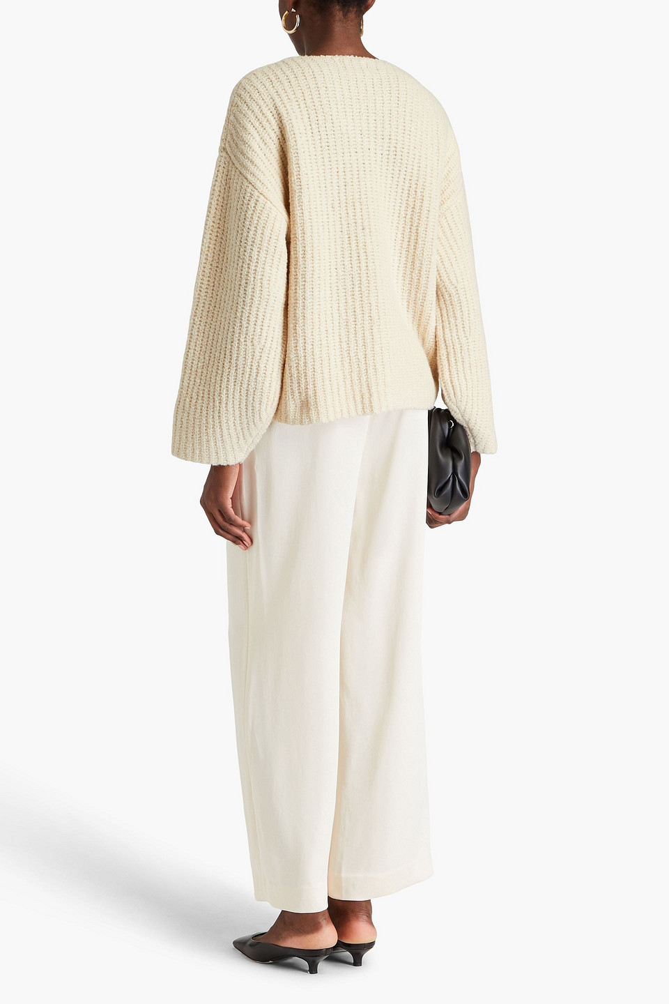 LOULOU STUDIO RIBBED BOUCLÉ-KNIT WOOL-BLEND SWEATER