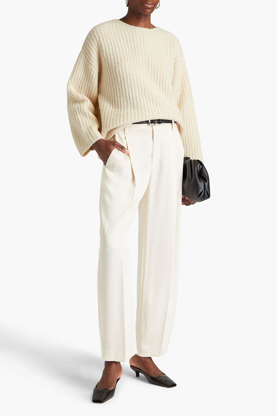 LOULOU STUDIO RIBBED BOUCLÉ-KNIT WOOL-BLEND SWEATER