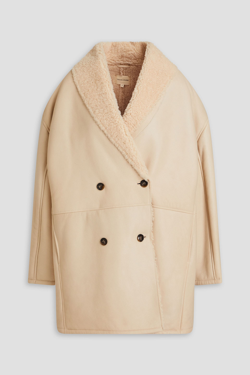 Loulou Studio Oversized Double-breasted Shearling Coat In Ecru
