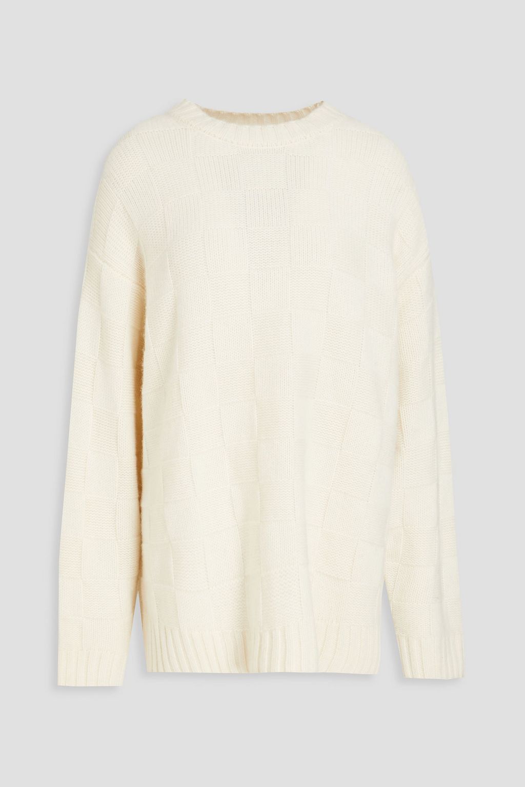 Oversized waffle knit cashmere sweater ivory S