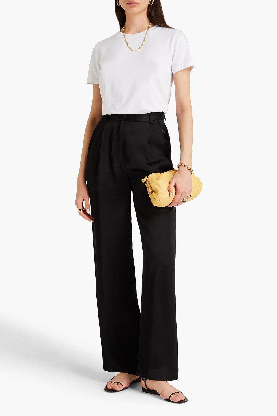 Loulou Studio Black Cotton Blend Idai Palazzo Pant In Black