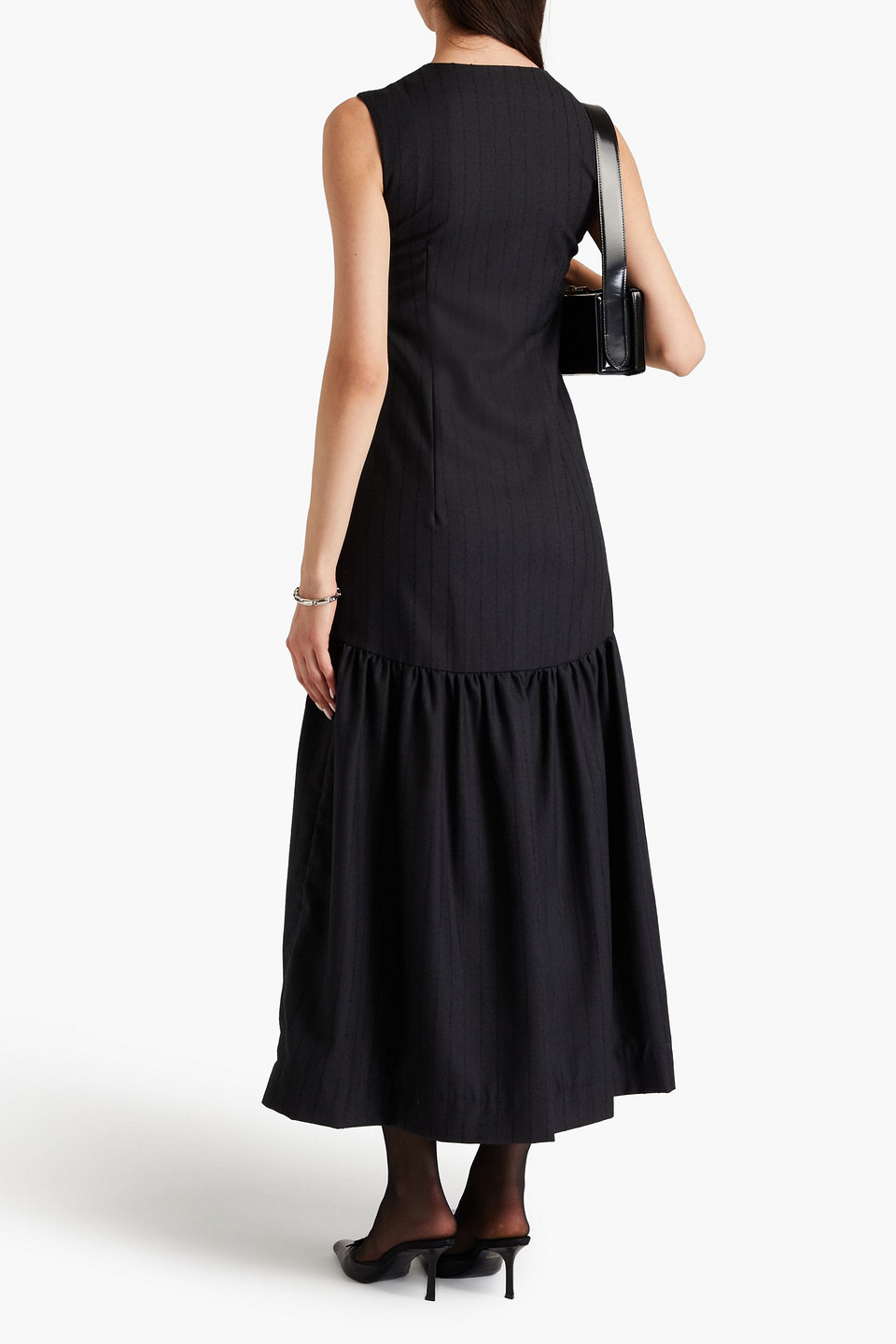 Loulou Studio Striped Wool-twill Maxi Dress In Black