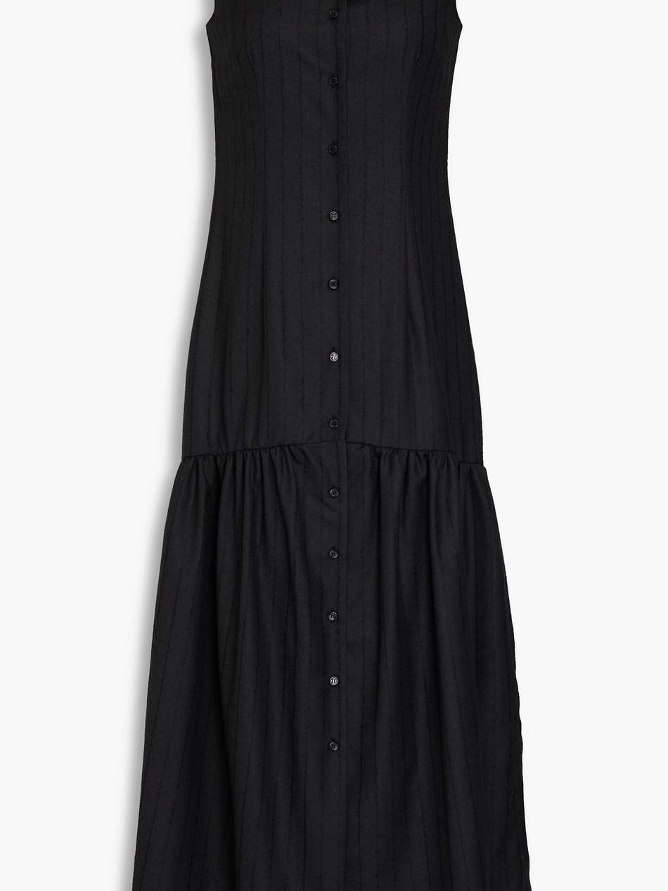 striped wool-twill maxi dress