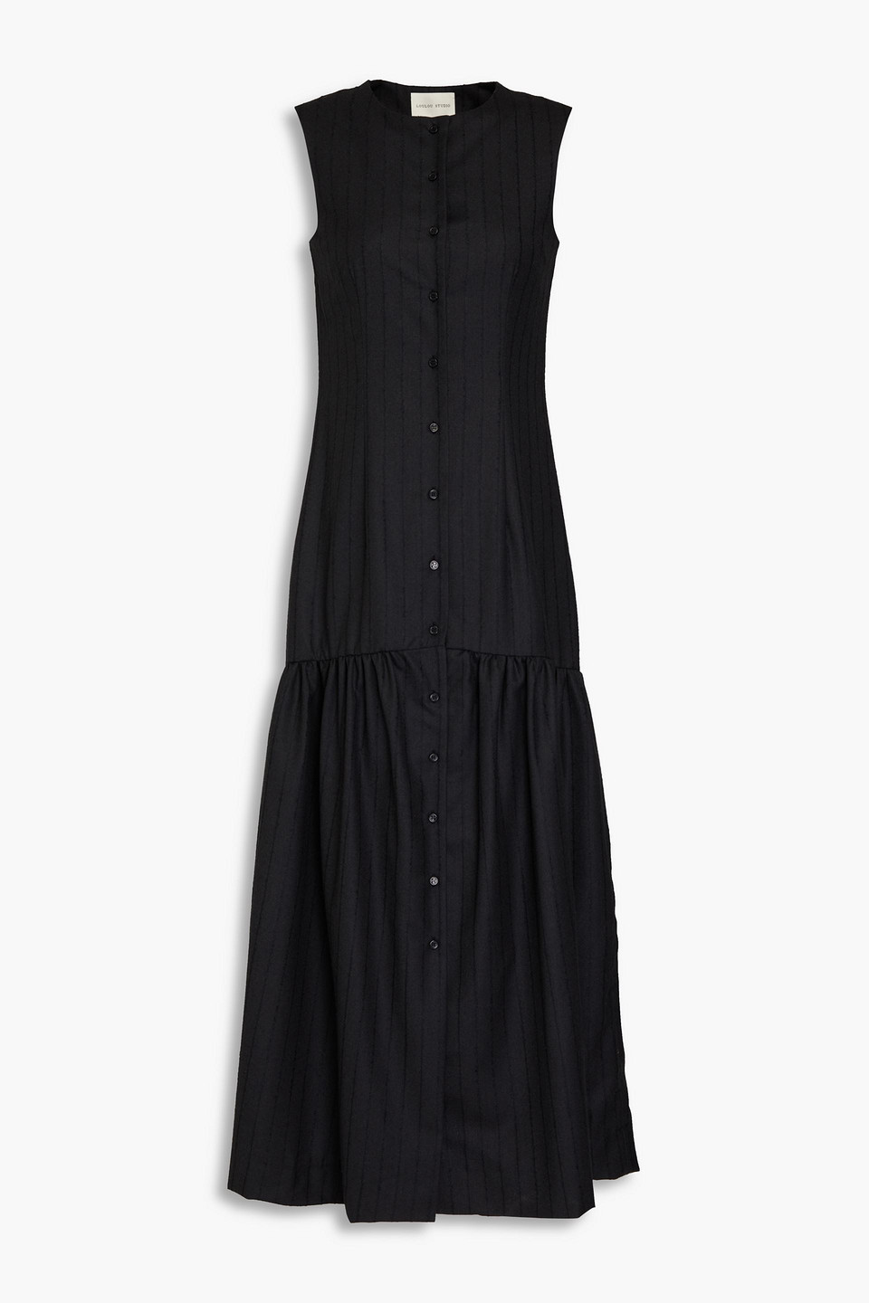 Loulou Studio Striped Wool-twill Maxi Dress In Black