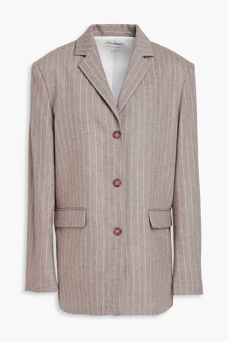 Loulou Studio Senja Pinstriped Wool-blend Blazer In Taupe