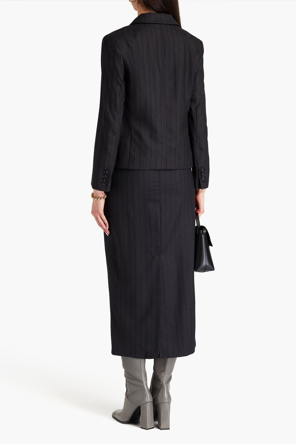 Loulou Studio Furo Pinstriped Wool-twill Blazer In Black