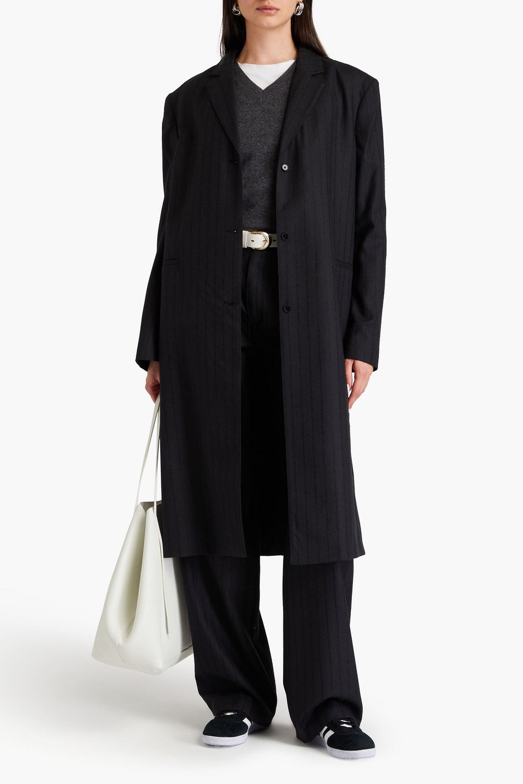 LOULOU STUDIO Devon striped wool-twill coat