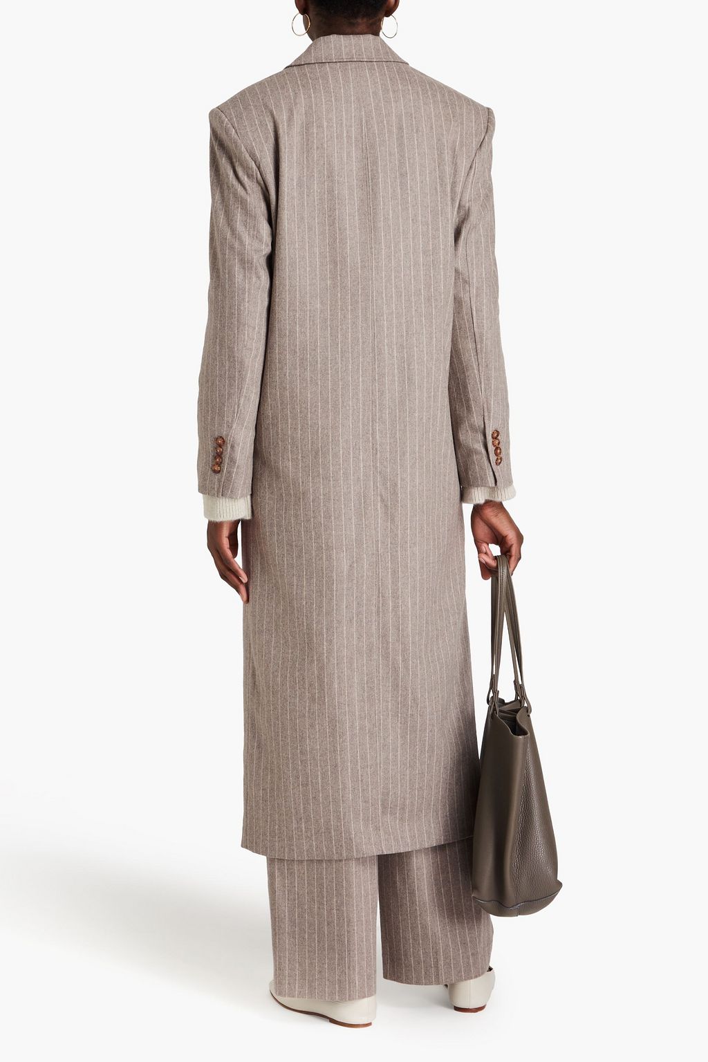 LOULOU STUDIO Ido double-breasted pinstriped wool-blend coat