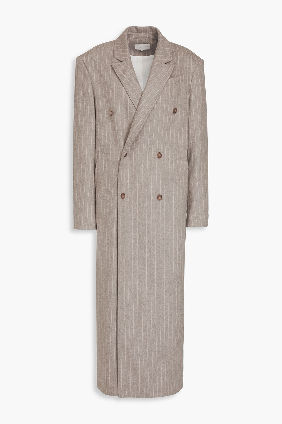 Loulou Studio Ido Double-breasted Pinstriped Wool-blend Coat In Taupe